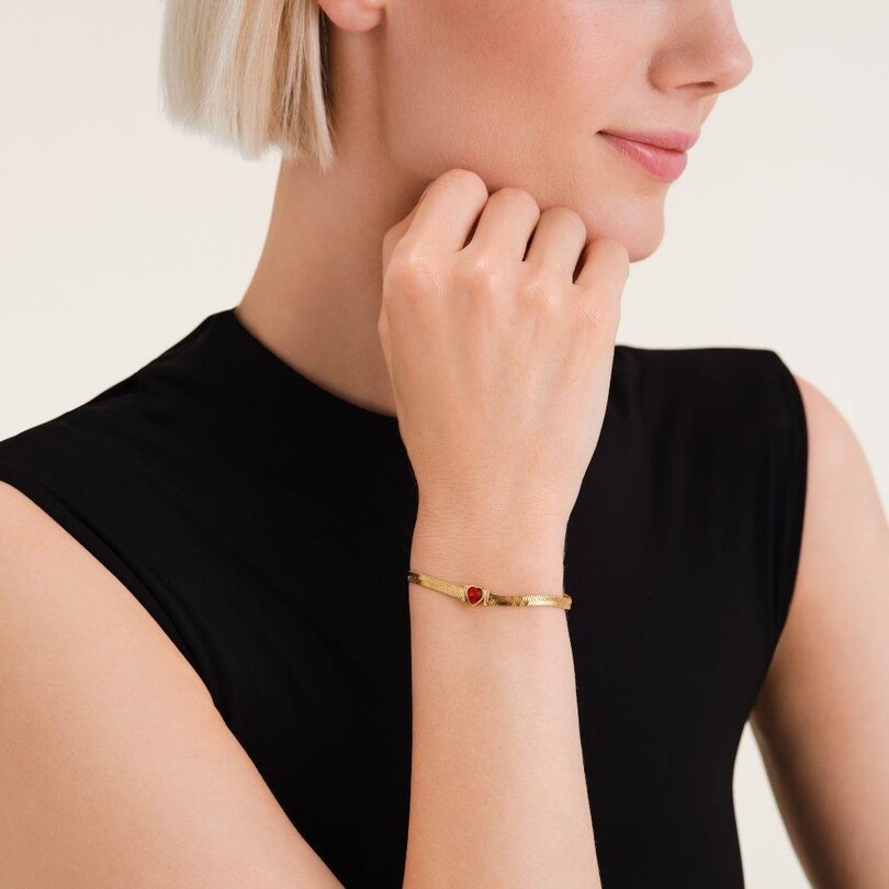 Rosefield JBSRG.J1012 Yılan Kalp Çelik Bileklik - Thumbnail