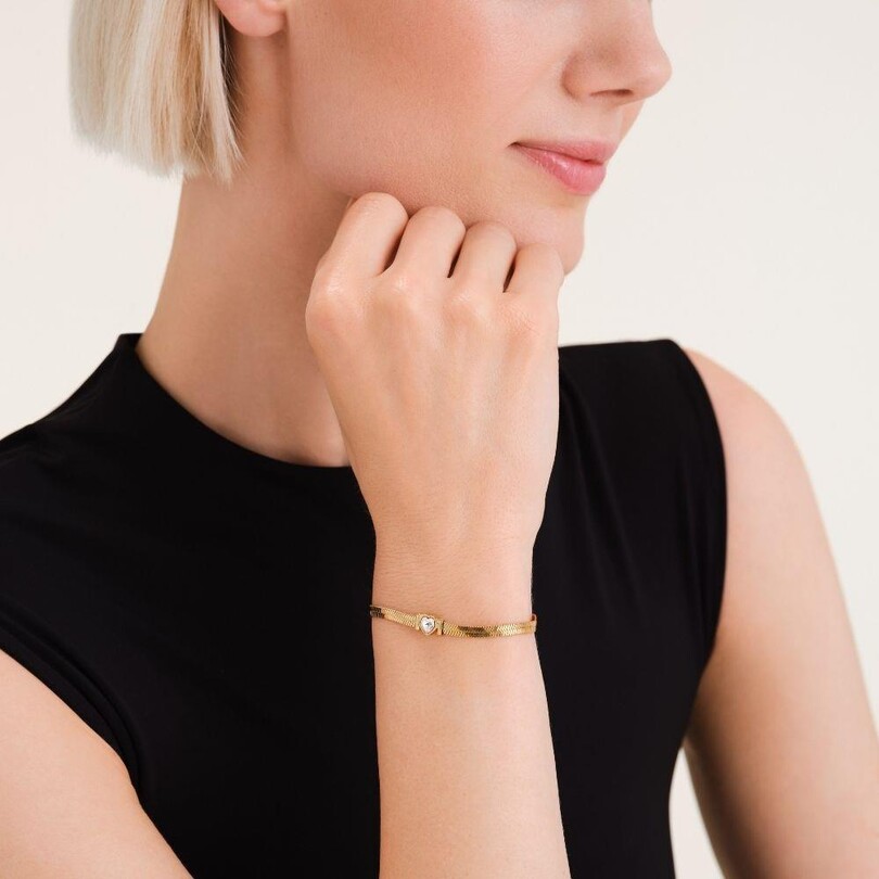 Rosefield JBSWG.J1010 Yılan Kalp Çelik Bileklik - Thumbnail