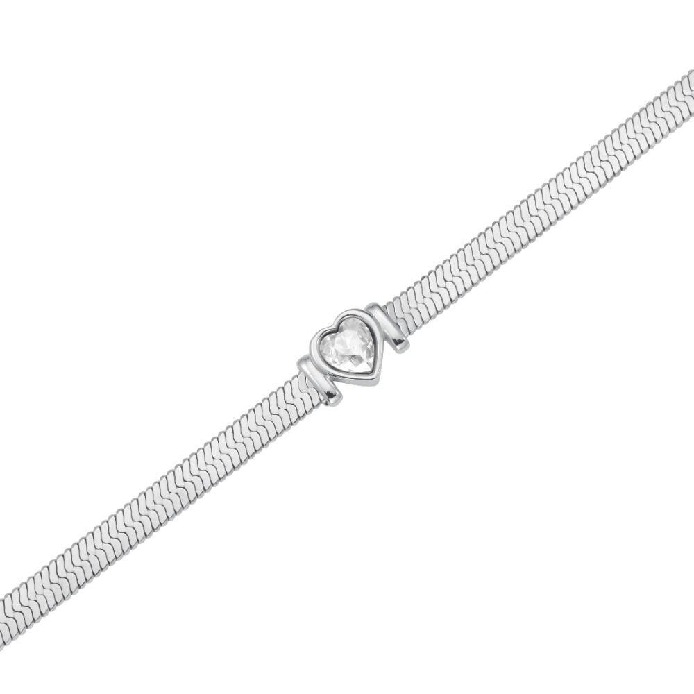 Rosefield JBSWS.J1011 Yılan Kalp Gümüş Color Çelik Bileklik