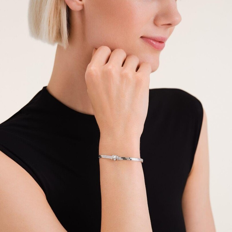 Rosefield JBSWS.J1011 Yılan Kalp Gümüş Color Çelik Bileklik - Thumbnail