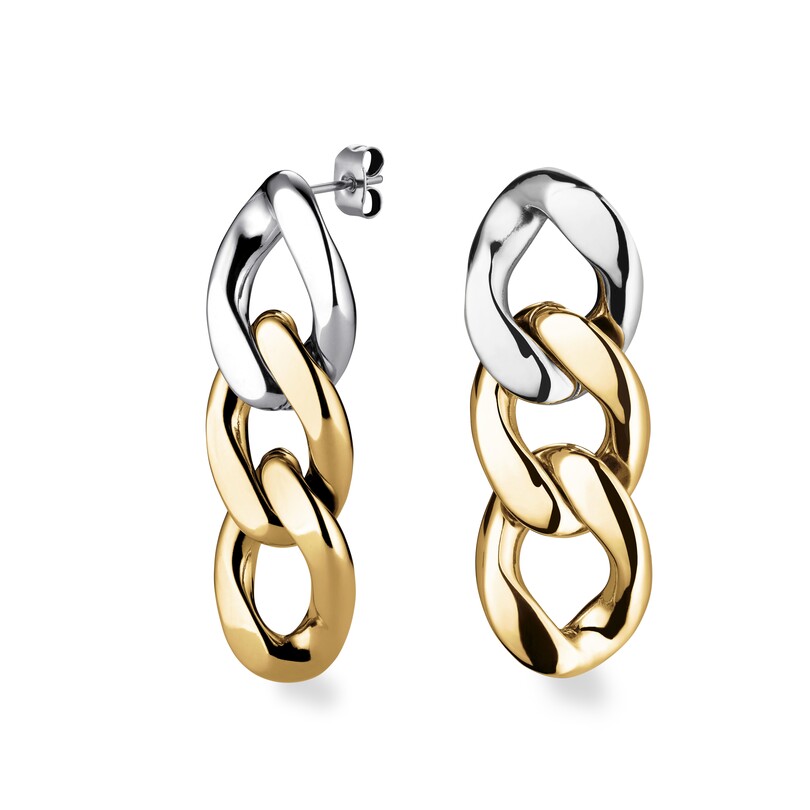 ROSEFIELD JEDCG.J713 Zincirli İki Renk Çelik Küpe - Thumbnail