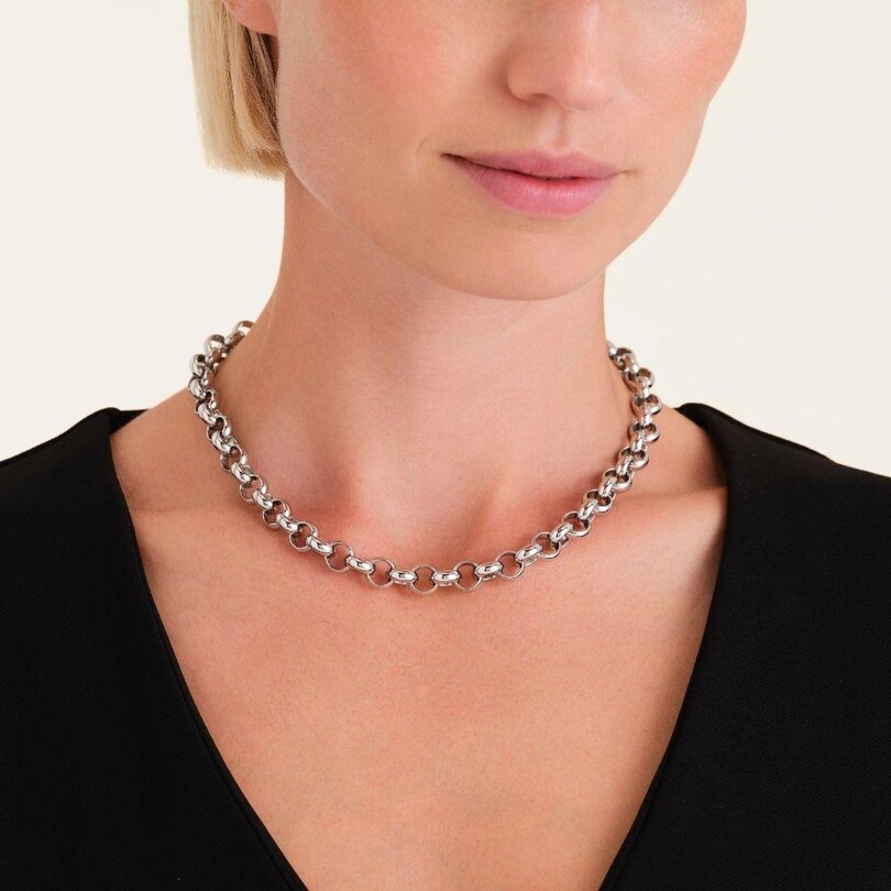 Rosefield JNCNS.J895 Kalın Gümüş Renkli Çelik Kolye - Thumbnail