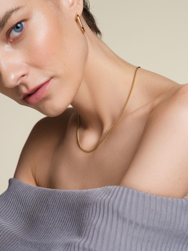 Rosefield JNFCG.J622 Düz Bordür Çelik Kolye - Thumbnail