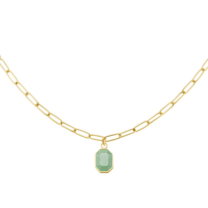 ROSEFIELD JNGGG.J664 Yeşim Taşlı Çelik Kolye - Thumbnail