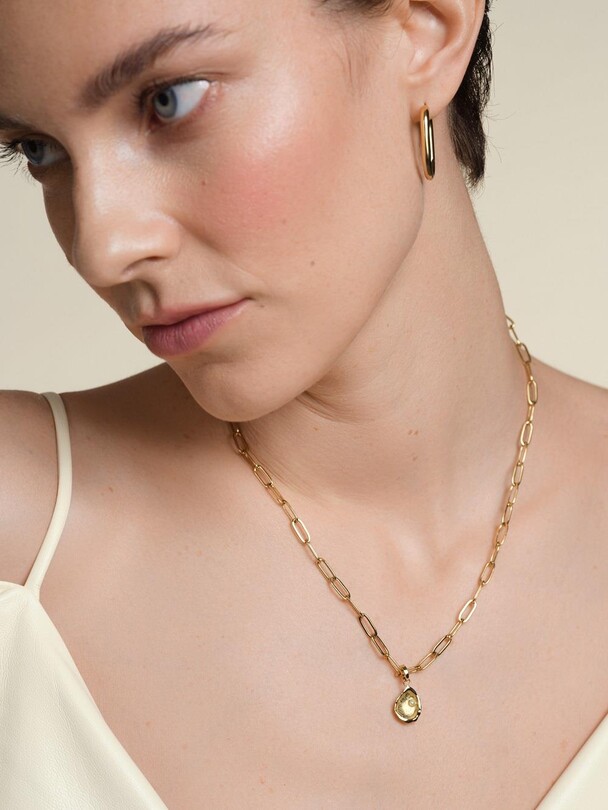 Rosefield JNRCG.J564 Dikdörtgen Zincirli Çelik Kolye - Thumbnail