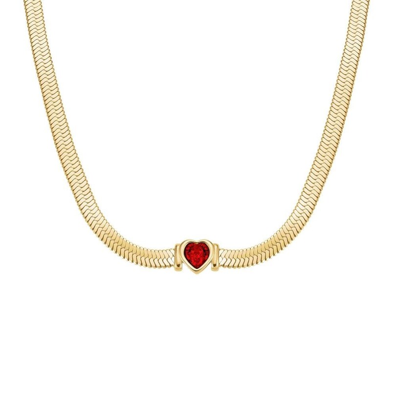 Rosefield JNSRG.J1004 Yılan Kalpli Çelik Kolye - Thumbnail