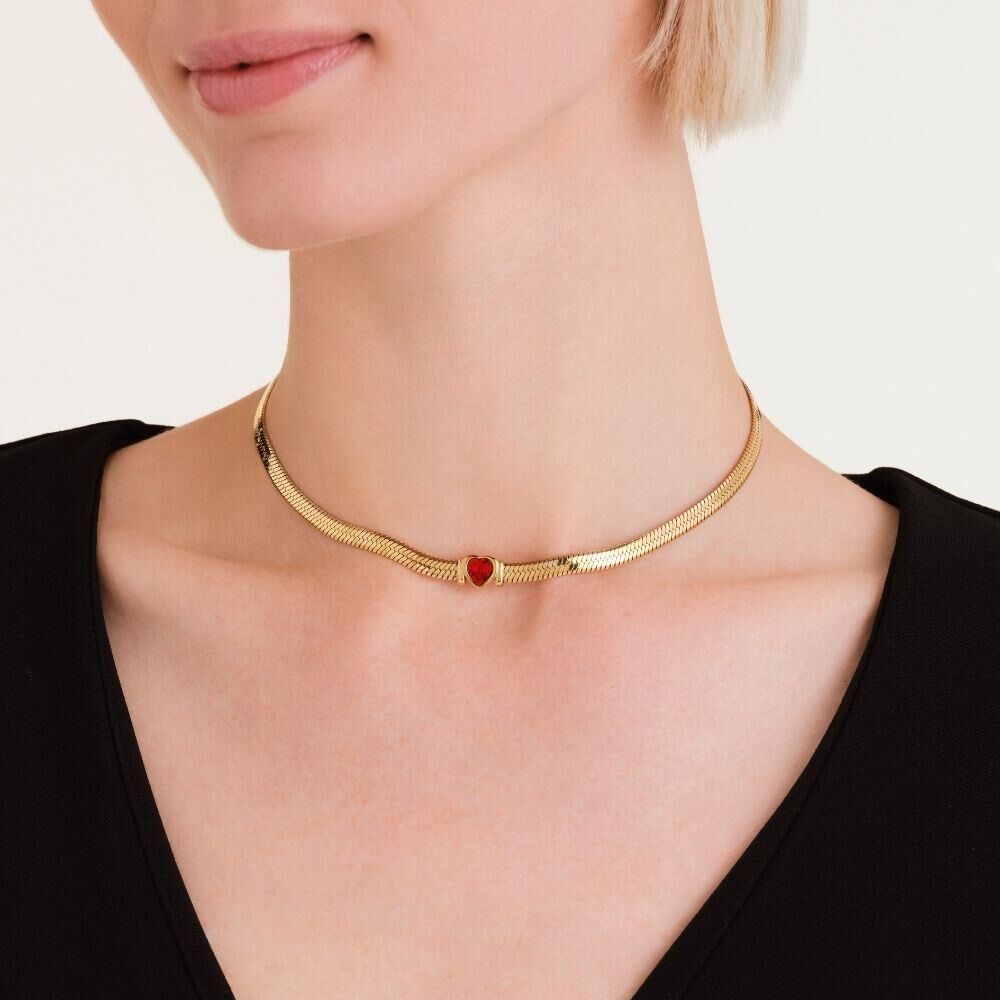 Rosefield JNSRG.J1004 Yılan Kalpli Çelik Kolye