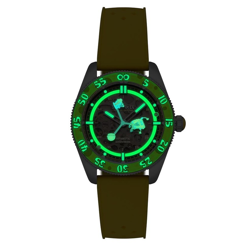 CROFT Mid-Size Skeleton Otomatik SP-5152-02 Spongebob Squarepants Limited Edition (Seiko NH70 Mekanizmalı) Erkek Kol Saati - Thumbnail