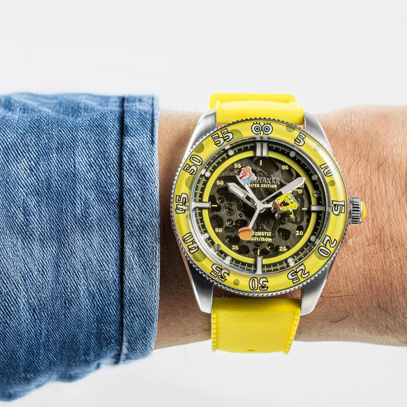 CROFT Mid-Size Skeleton Otomatik SP-5152-02 Spongebob Squarepants Limited Edition (Seiko NH70 Mekanizmalı) Erkek Kol Saati - Thumbnail
