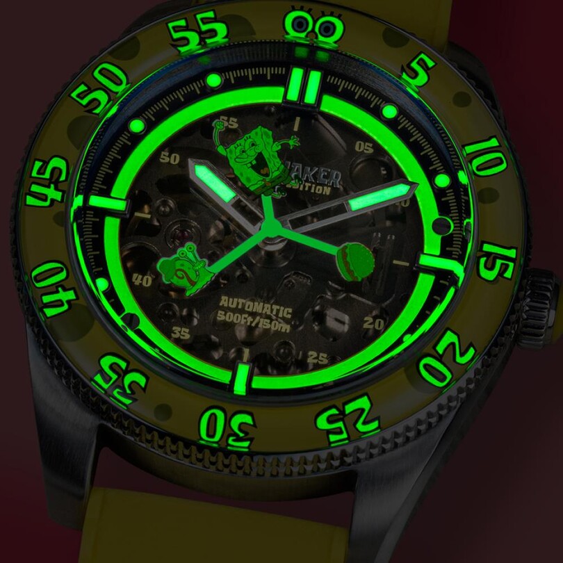 CROFT Mid-Size Skeleton Otomatik SP-5152-02 Spongebob Squarepants Limited Edition (Seiko NH70 Mekanizmalı) Erkek Kol Saati - Thumbnail