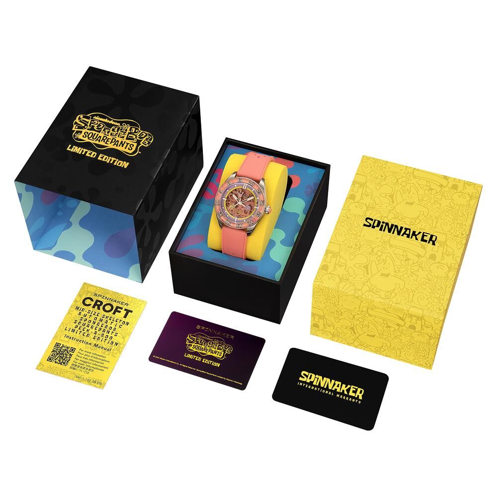 CROFT Mid-Size Skeleton Otomatik SP-5152-02 Spongebob Squarepants Limited Edition (Seiko NH70 Mekanizmalı) Erkek Kol Saati