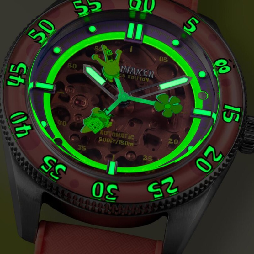 CROFT Mid-Size Skeleton Otomatik SP-5152-03 Spongebob Squarepants Limited Edition (Seiko NH70 Mekanizmalı) Erkek Kol Saati - Thumbnail