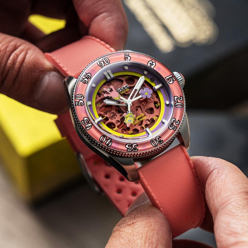 CROFT Mid-Size Skeleton Otomatik SP-5152-03 Spongebob Squarepants Limited Edition (Seiko NH70 Mekanizmalı) Erkek Kol Saati - Thumbnail