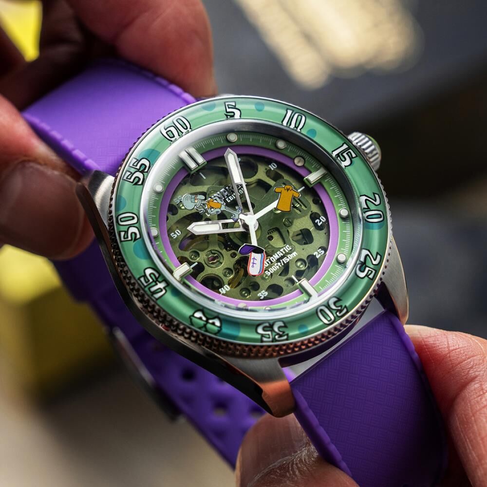 CROFT Mid-Size Skeleton Otomatik SP-5152-04 Spongebob Squarepants Limited Edition (Seiko NH70 Mekanizmalı) Erkek Kol Saati