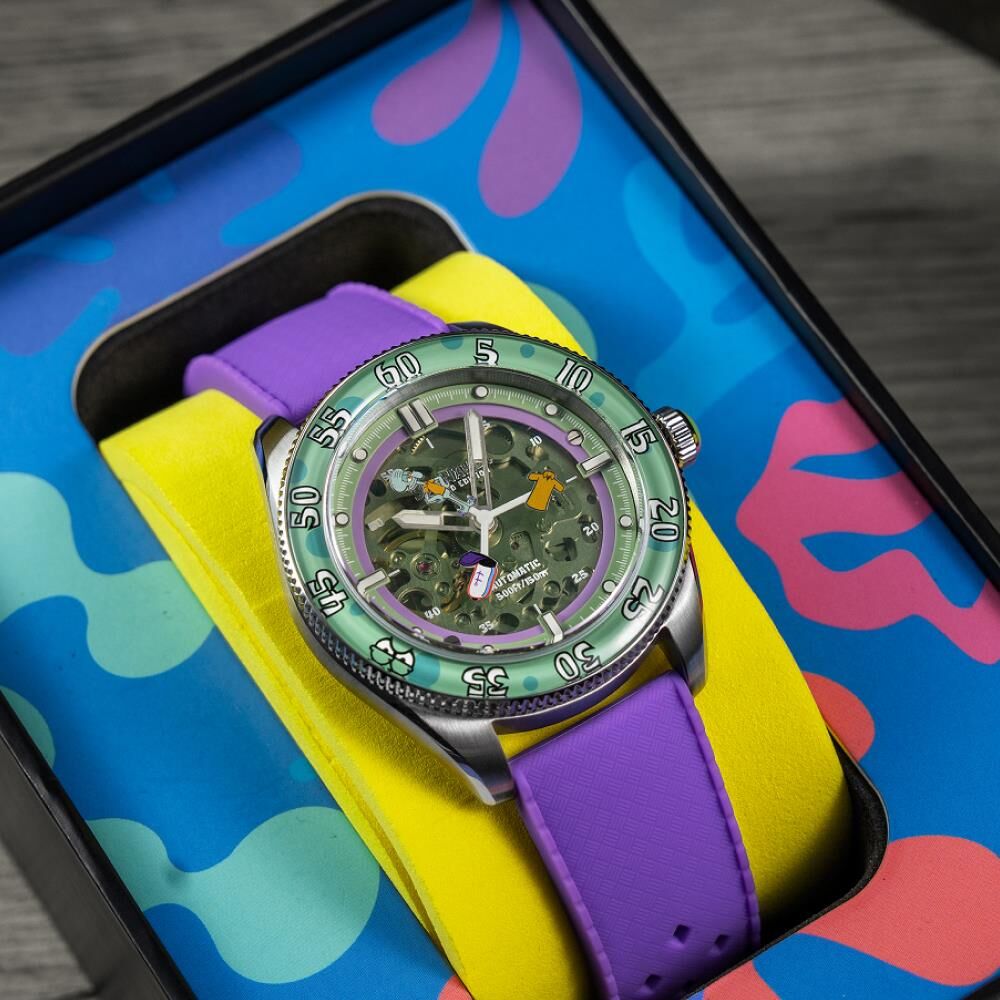 CROFT Mid-Size Skeleton Otomatik SP-5152-04 Spongebob Squarepants Limited Edition (Seiko NH70 Mekanizmalı) Erkek Kol Saati