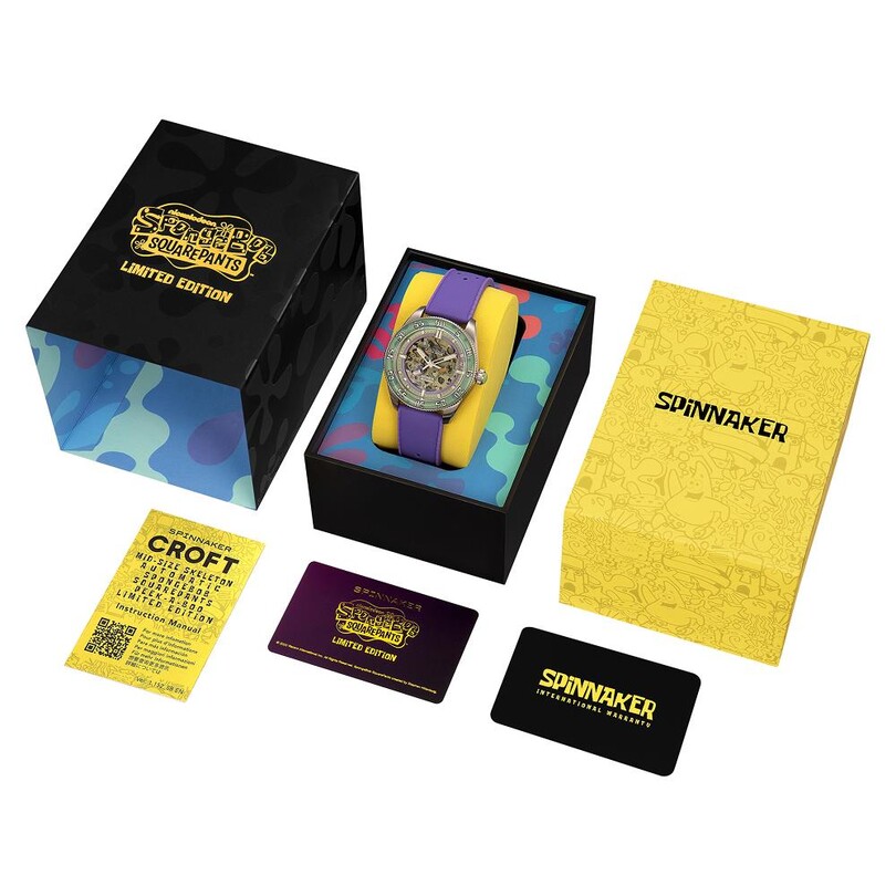 CROFT Mid-Size Skeleton Otomatik SP-5152-04 Spongebob Squarepants Limited Edition (Seiko NH70 Mekanizmalı) Erkek Kol Saati - Thumbnail